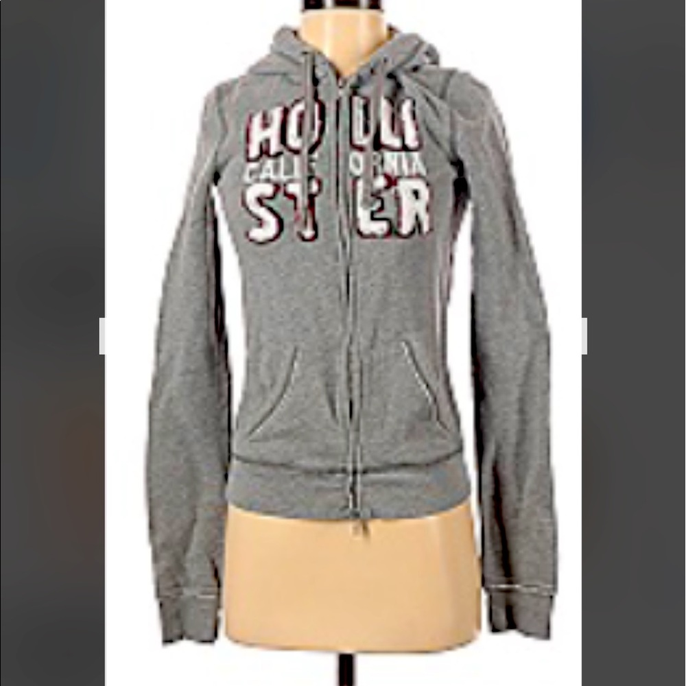 Hollister Zip up sweatshirt hoodie small gray